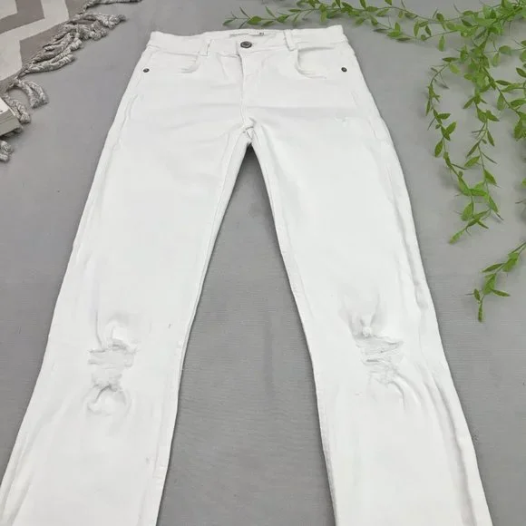 Size 24/26/28  With TAG  ZARA distressed white denim Jeans current article Unise - Picture 2 of 10